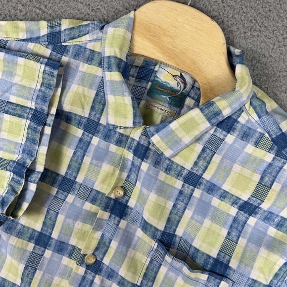 Tommy Bahama Shirt Mens XXL Plaid Silk Cotton Island Modern‎ Fit Casual - Picture 1 of 10